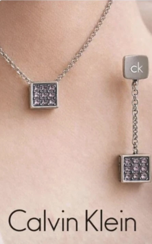 Calvin Klein Women's Set – Necklace and Stud Earrings – Grey/Pink – New