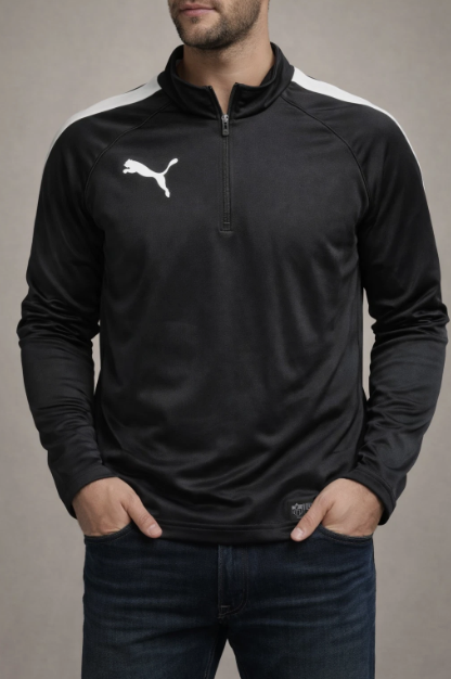 Puma teamLIGA 1/4 Fermuarlı Antrenman Üstü – Siyah/Beyaz – S Beden – Etiketli Sıfır Ürün